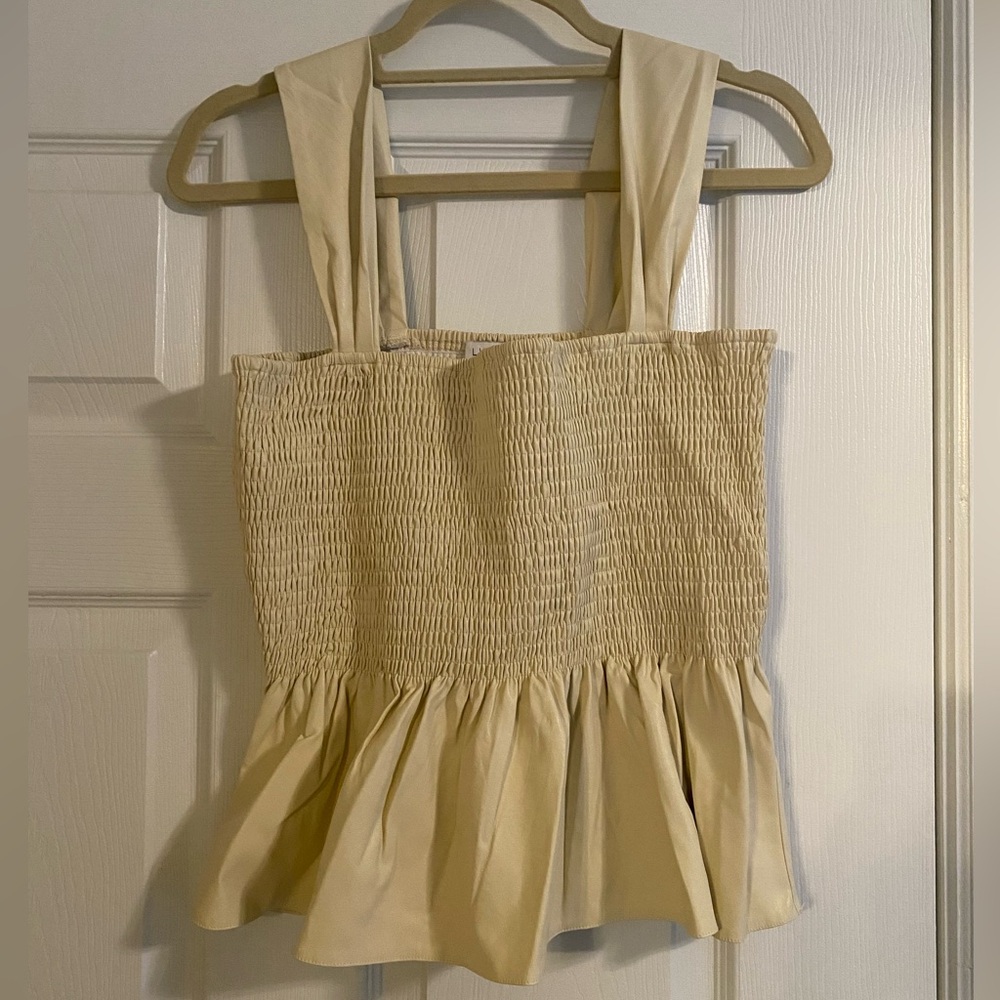 L Lucy Paris Fake Leather Peplum Tank